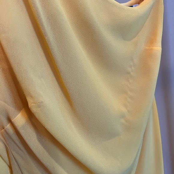 LAUREN RALPH LAUREN One Shoulder Embellished Chiffon Dress in Marigold, NWT Sz 4 - Picture 5 of 9